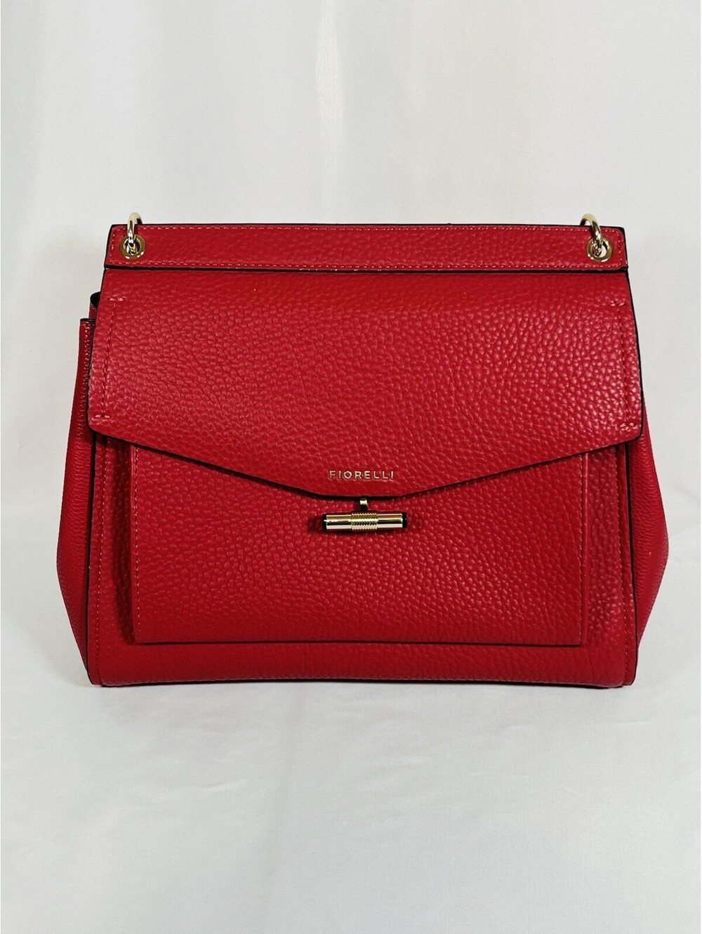 Fiorelli Flynn Red Faux Leather Grab Bag with Gold Hardware and Shoulder Strap